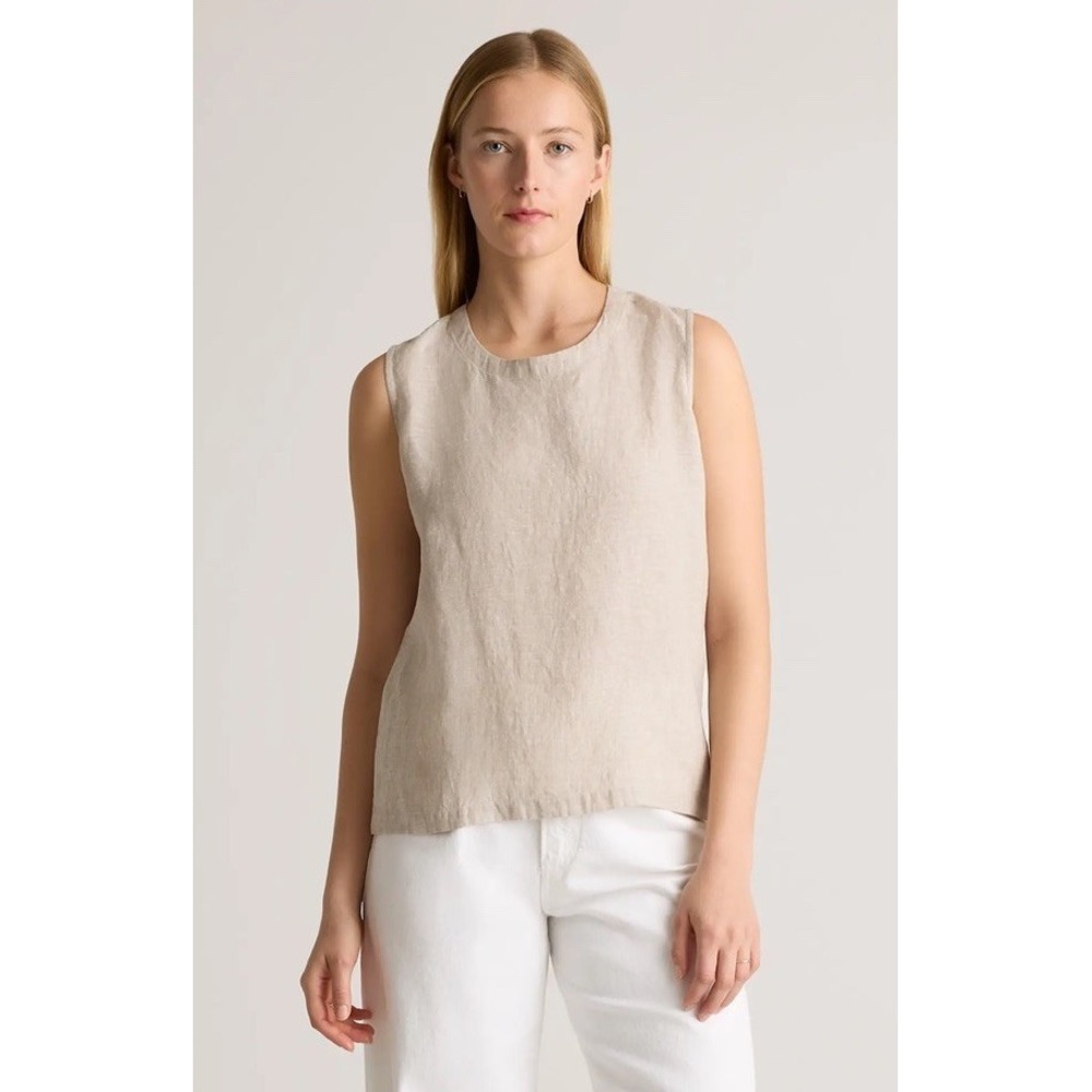 Quince 100% European Linen Tank Top Flax Sleeveless Size Medium Tan